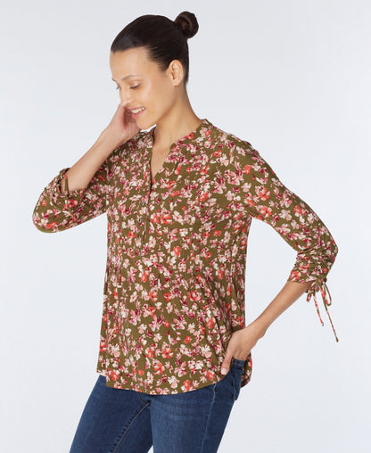 Roz & Ali Tie Sleeve Floral Popover