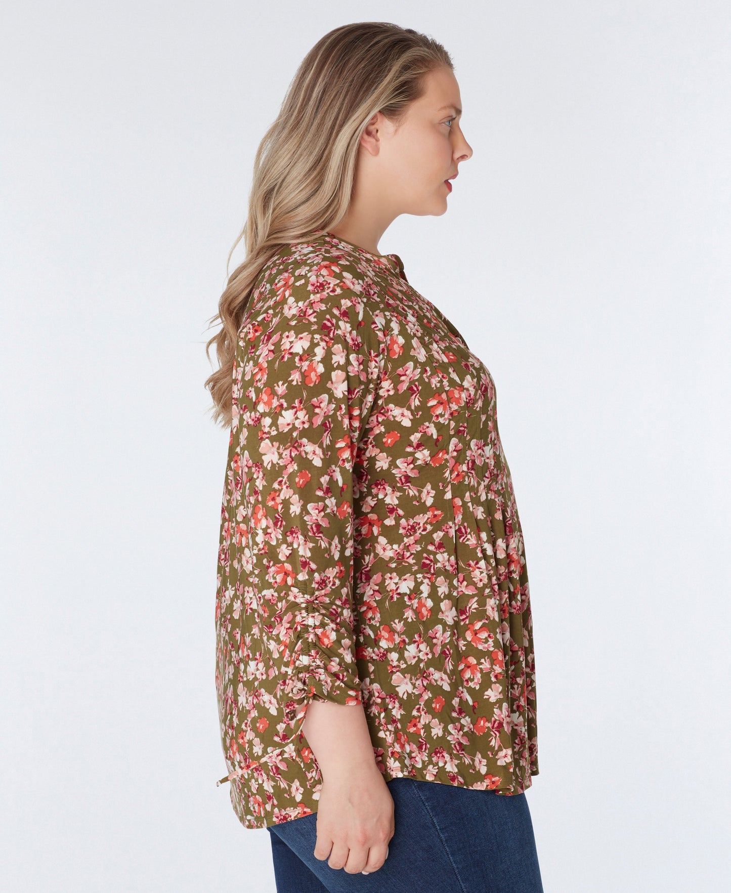 Roz & Ali Tie Sleeve Floral Popover - Plus