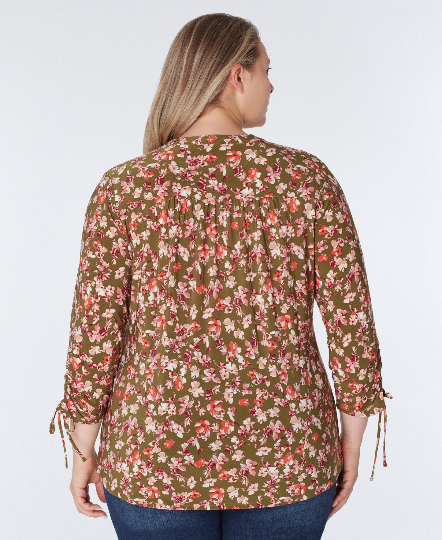 Roz & Ali Tie Sleeve Floral Popover - Plus