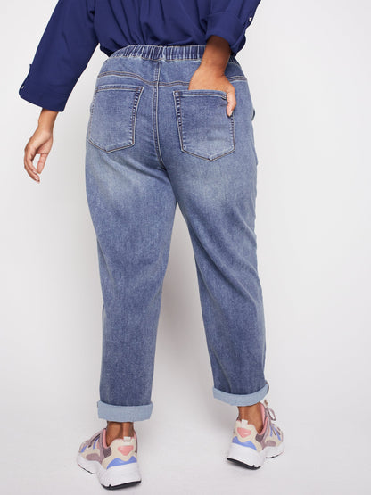 Westport Knit Denim Weekender Sweatpants with Pocket and Drawstring Waist - Plus