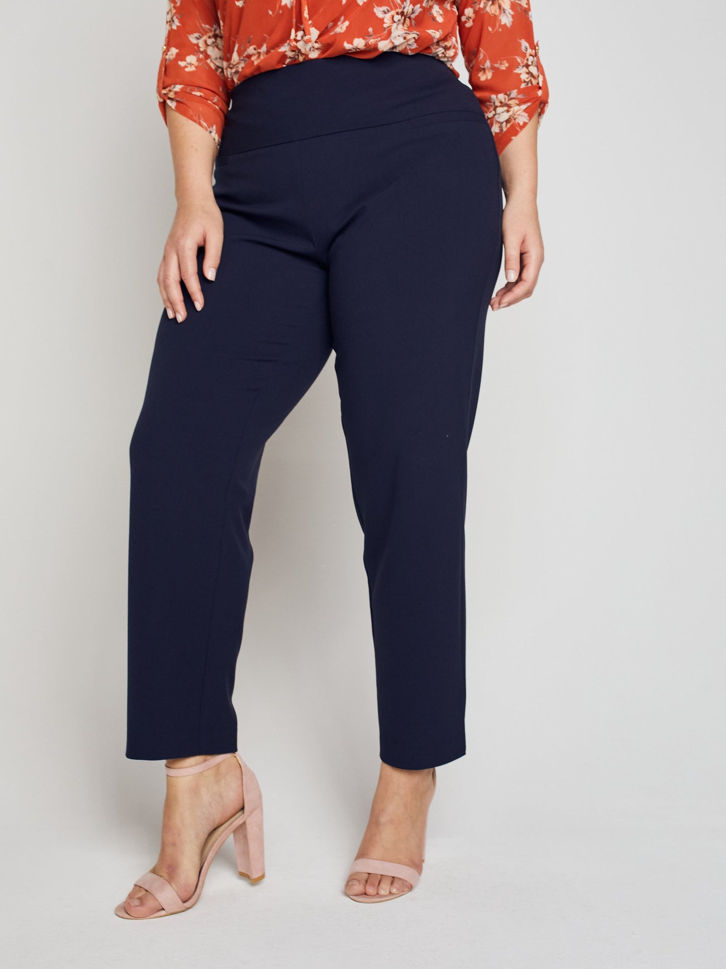 Roz & Ali Secret Agent Pants with Slim Leg & Wide Waistband - Plus