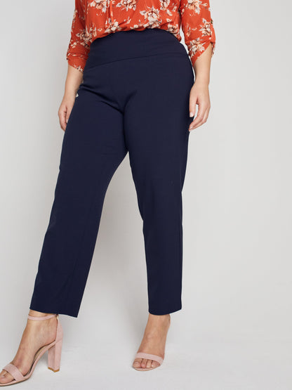 Roz & Ali Secret Agent Pants with Slim Leg & Wide Waistband - Plus