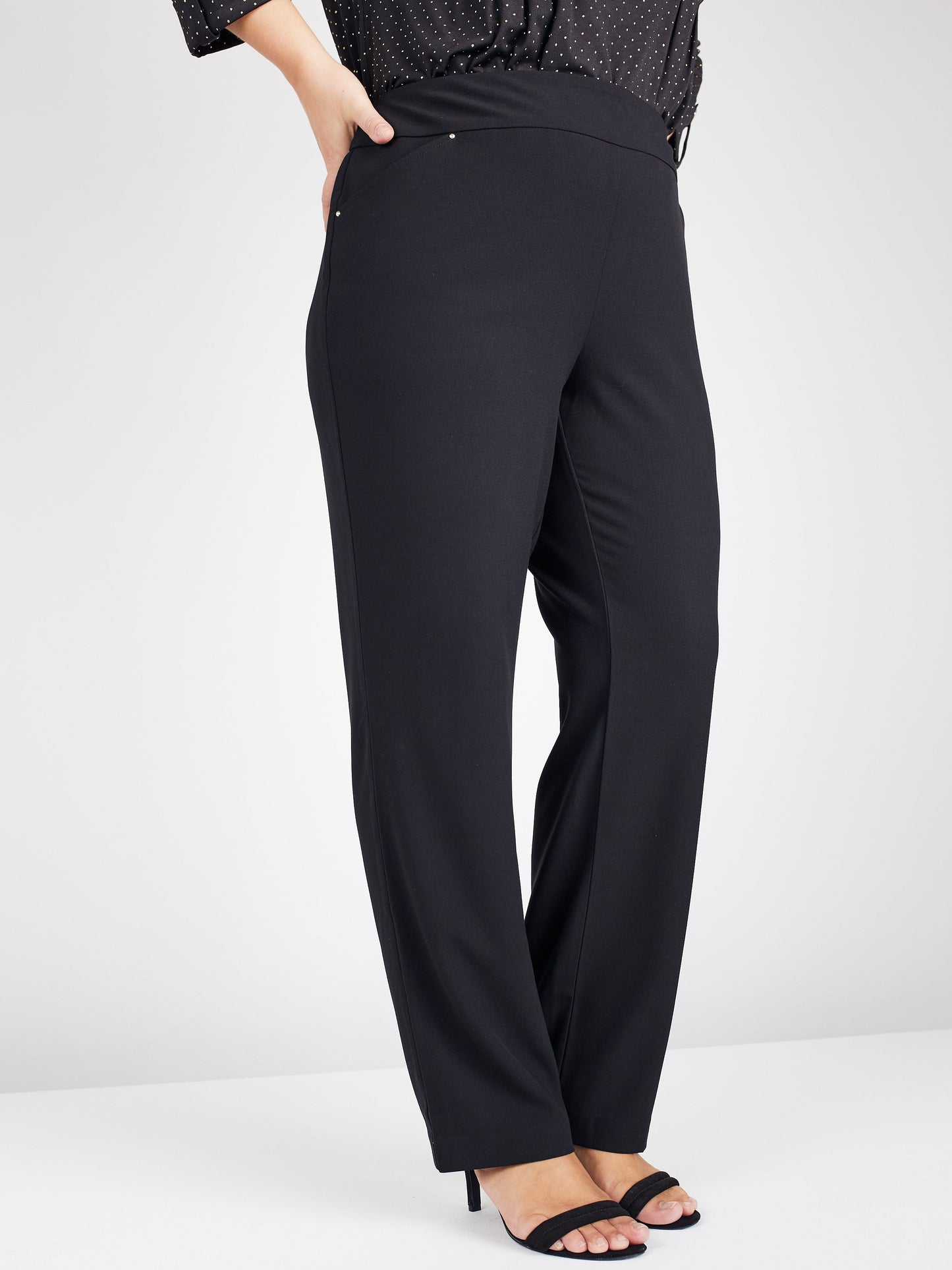 Roz & Ali Secret Agent Pants with Cateye Rivets - Tall Length - Plus