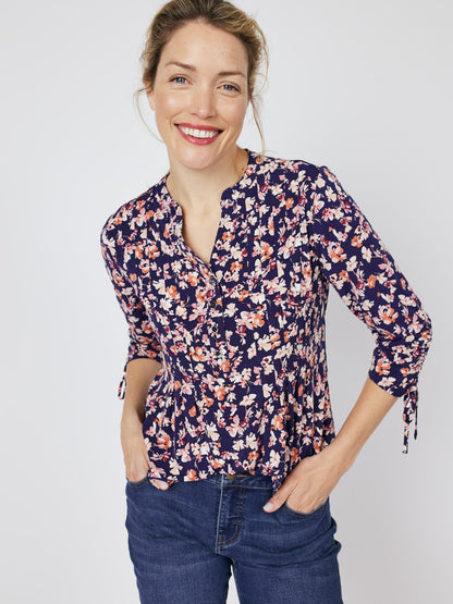 Roz & Ali Tie Sleeve Floral Popover